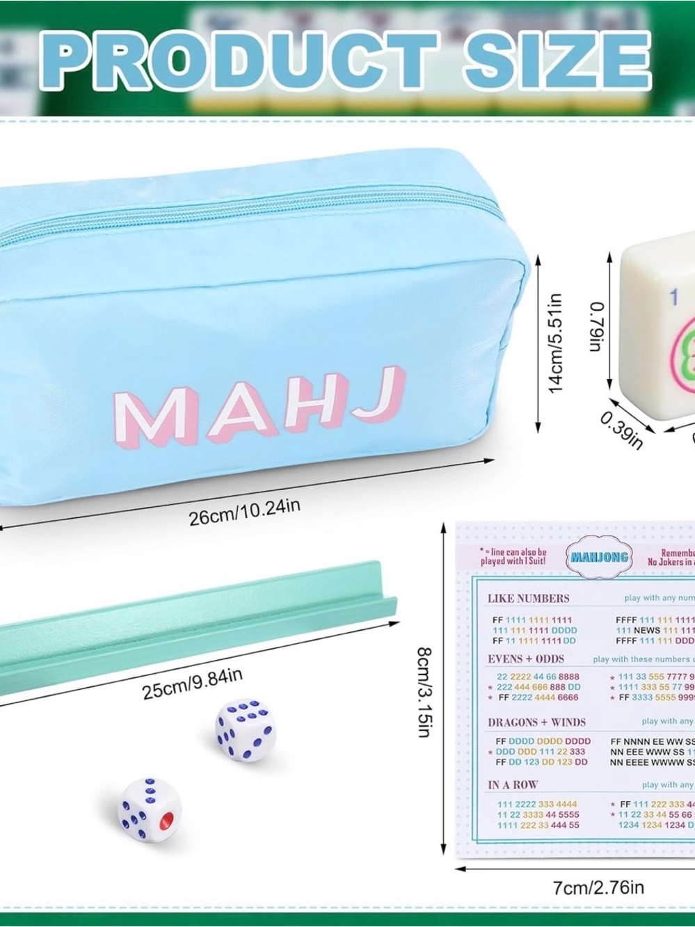 Luxury Travel Mahjong Tile Set with small wooden racks and dice! - Picture 2 of 5